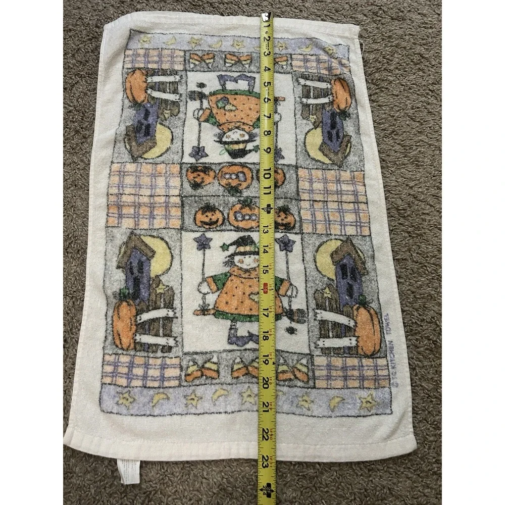 Vintage Halloween Towel Boo Ghosts Bats 80's 90's Kitchen Hand Towel